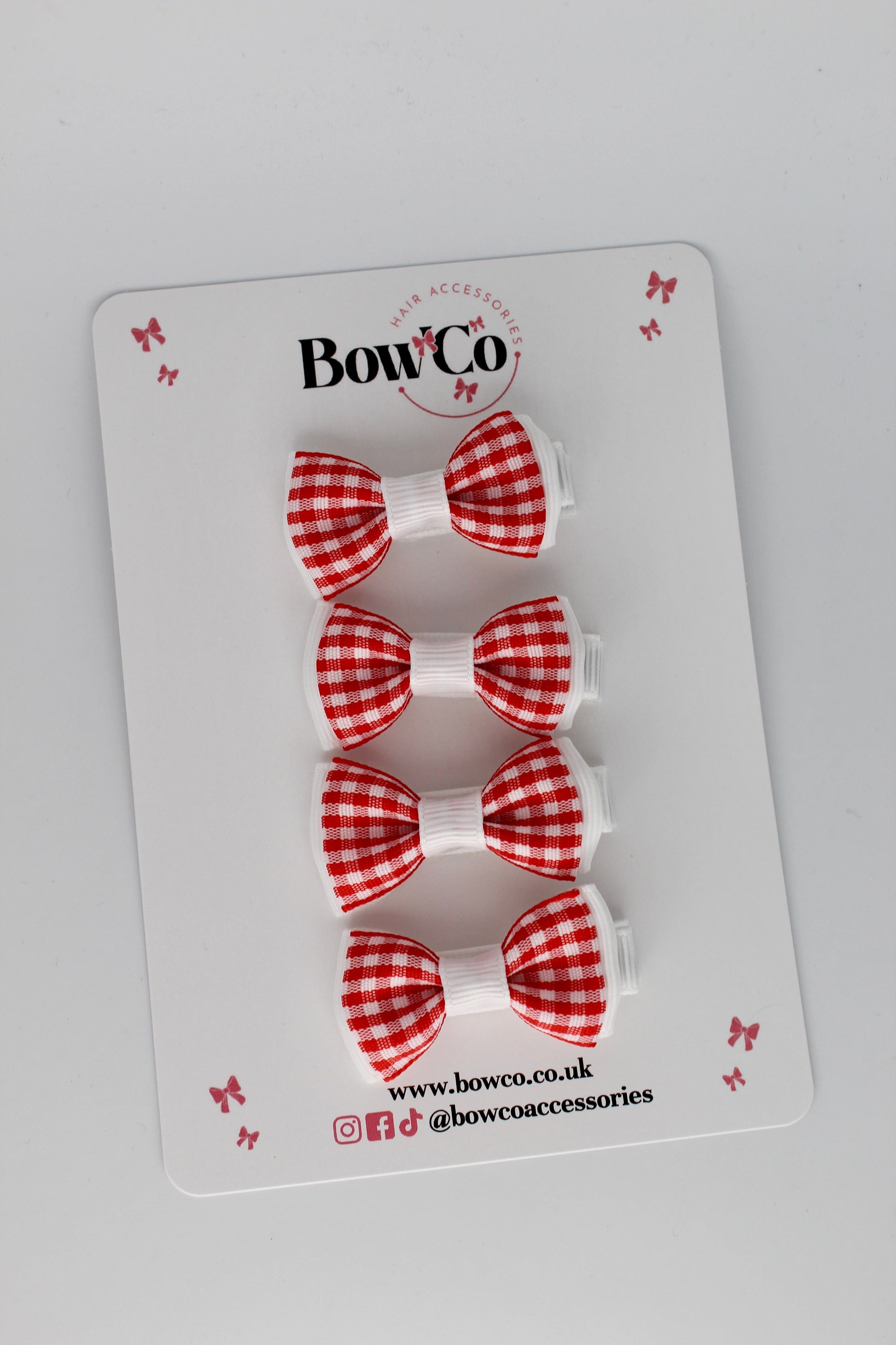 Set of 4 Red Gingham Clips