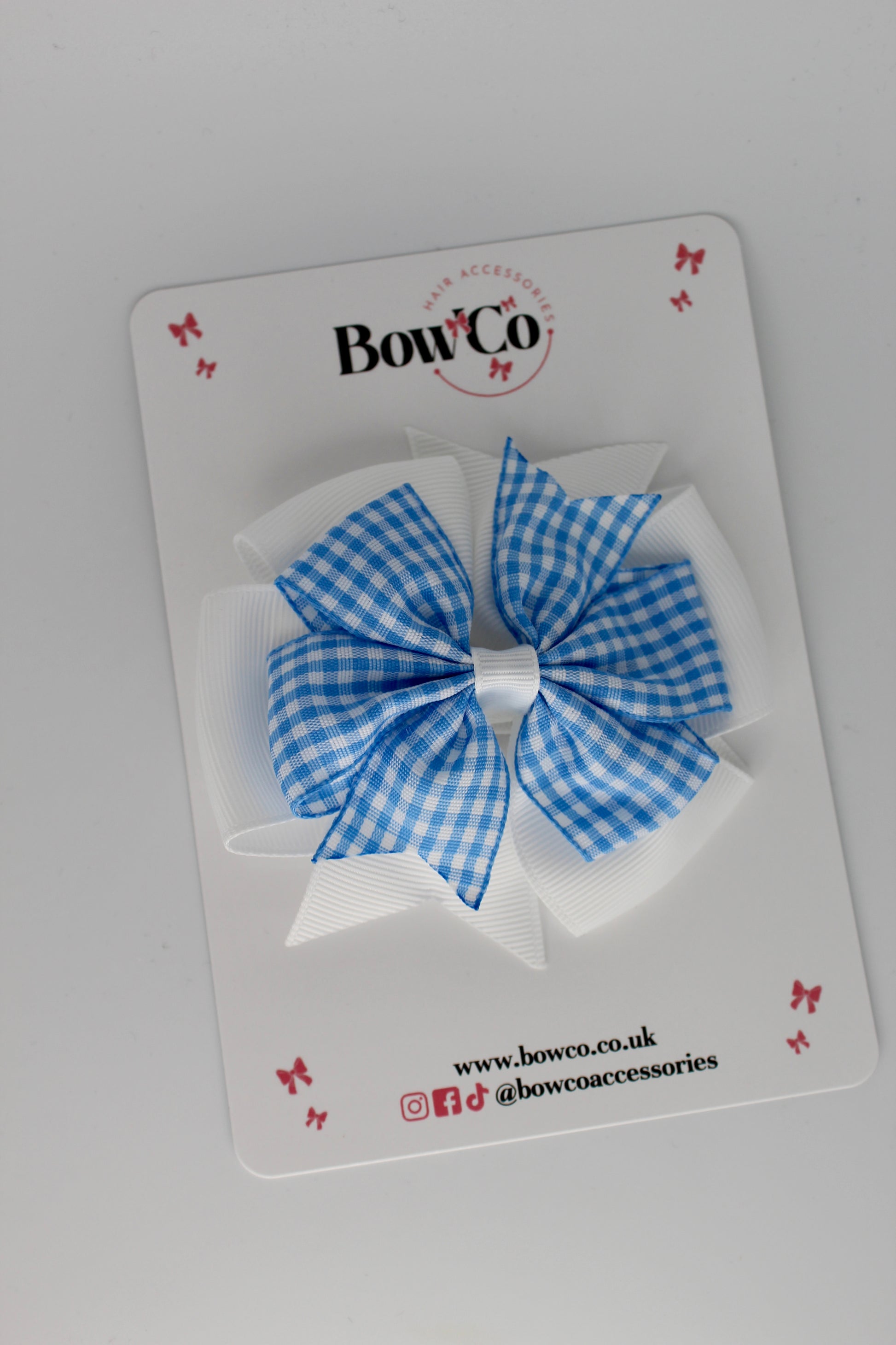 Pinwheel Light Blue Gingham Bow