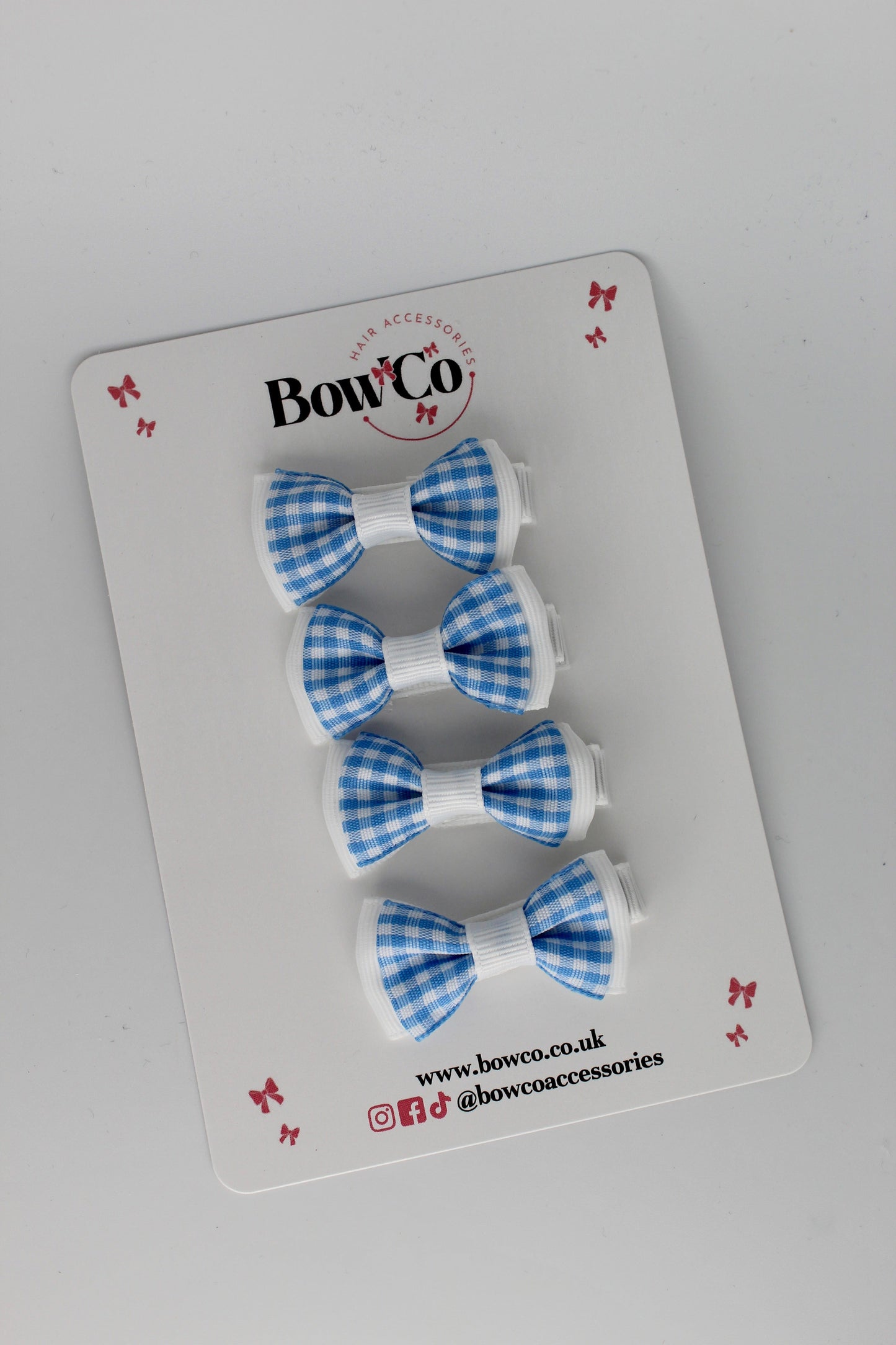 Set of 4 Light Blue Gingham Clips