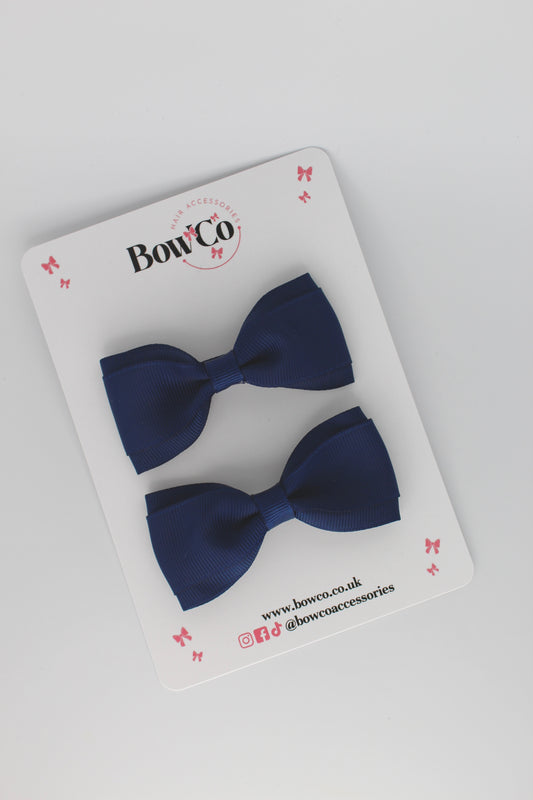 3 Inch Tuxedo Bow - Clip - 2 Pack - Navy Blue