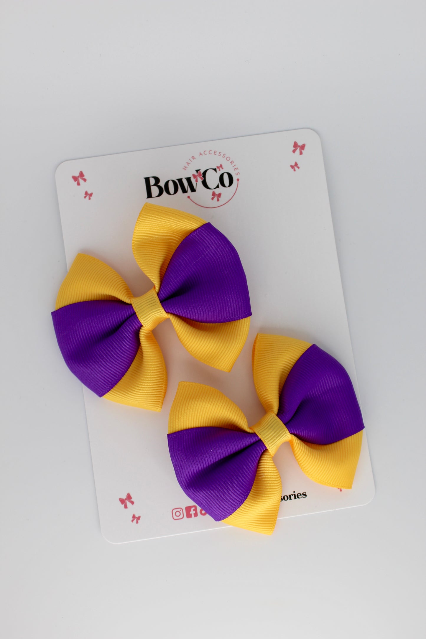 Purple and Yellow Gold Round Tuxedo Bow