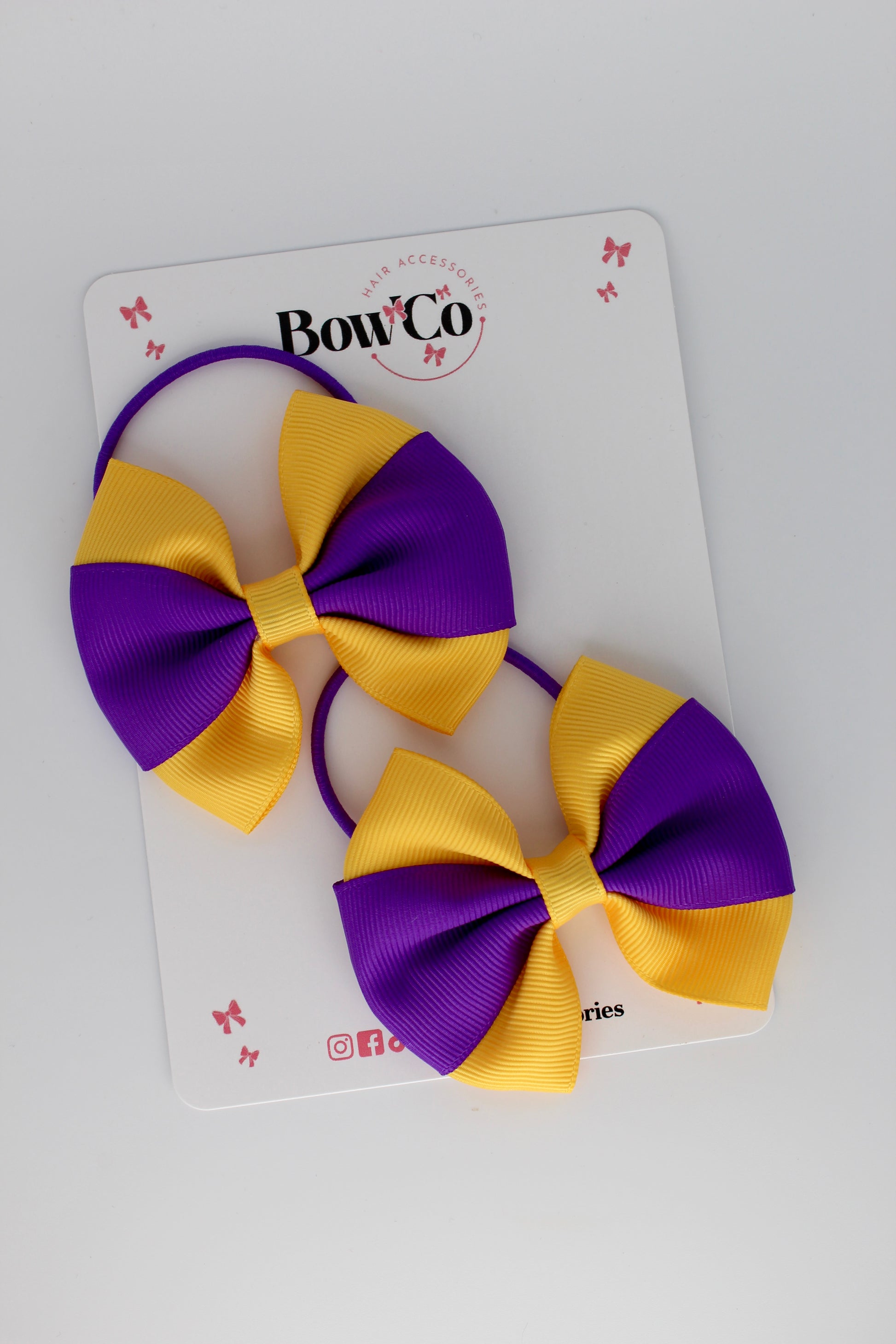 Purple and Yellow Gold Round Tuxedo Bow