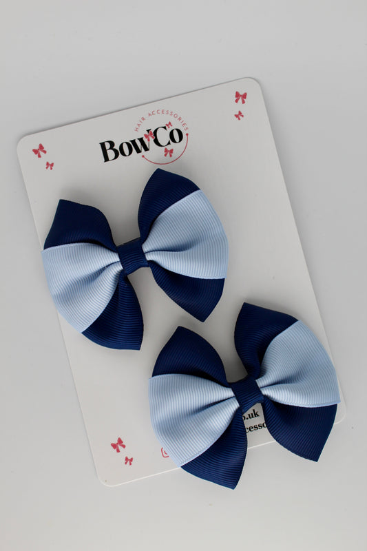 Navy Blue and Bluebell Round Tuxedo Bow