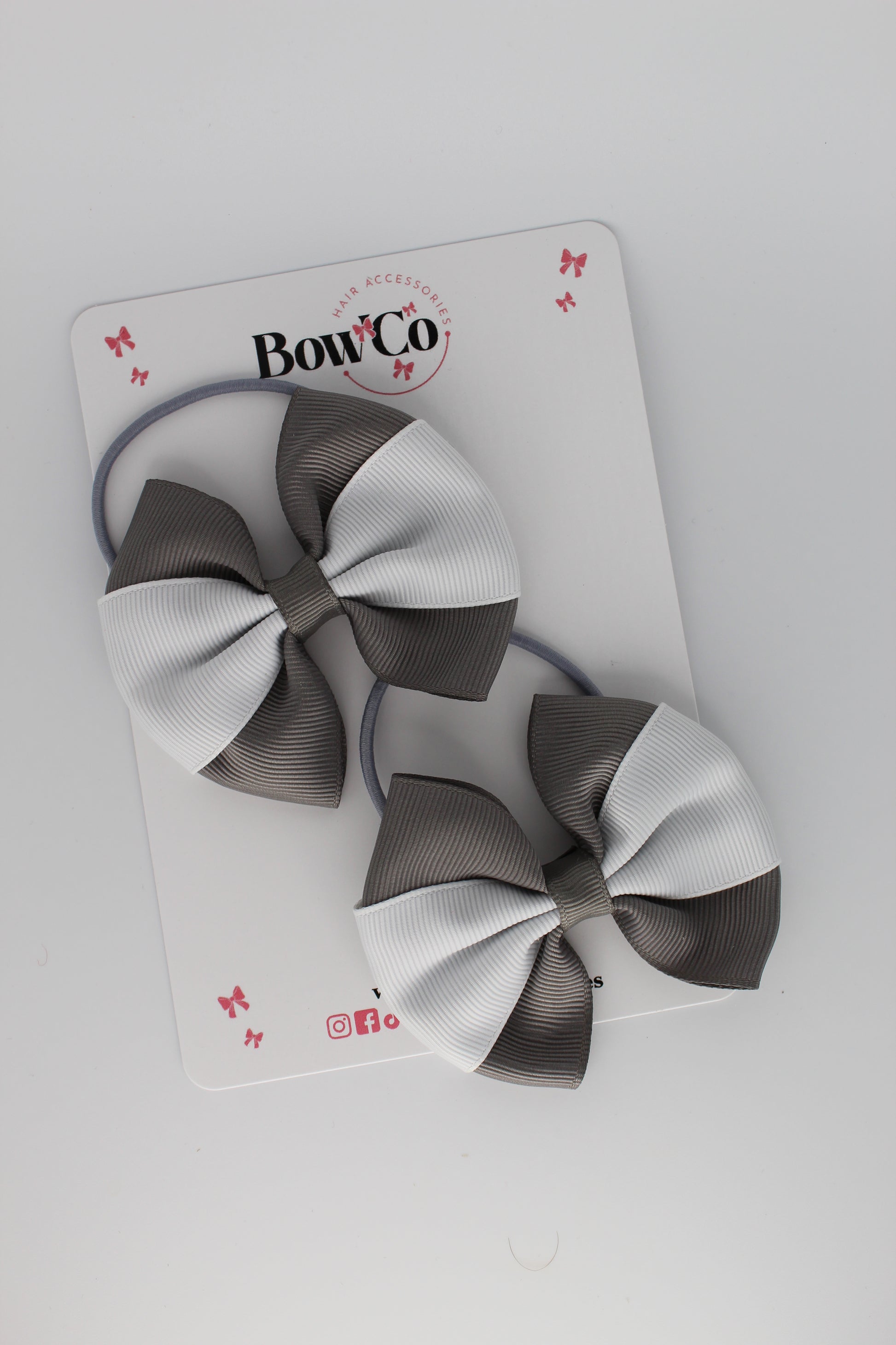 Metal Grey and White Round Tuxedo Bow