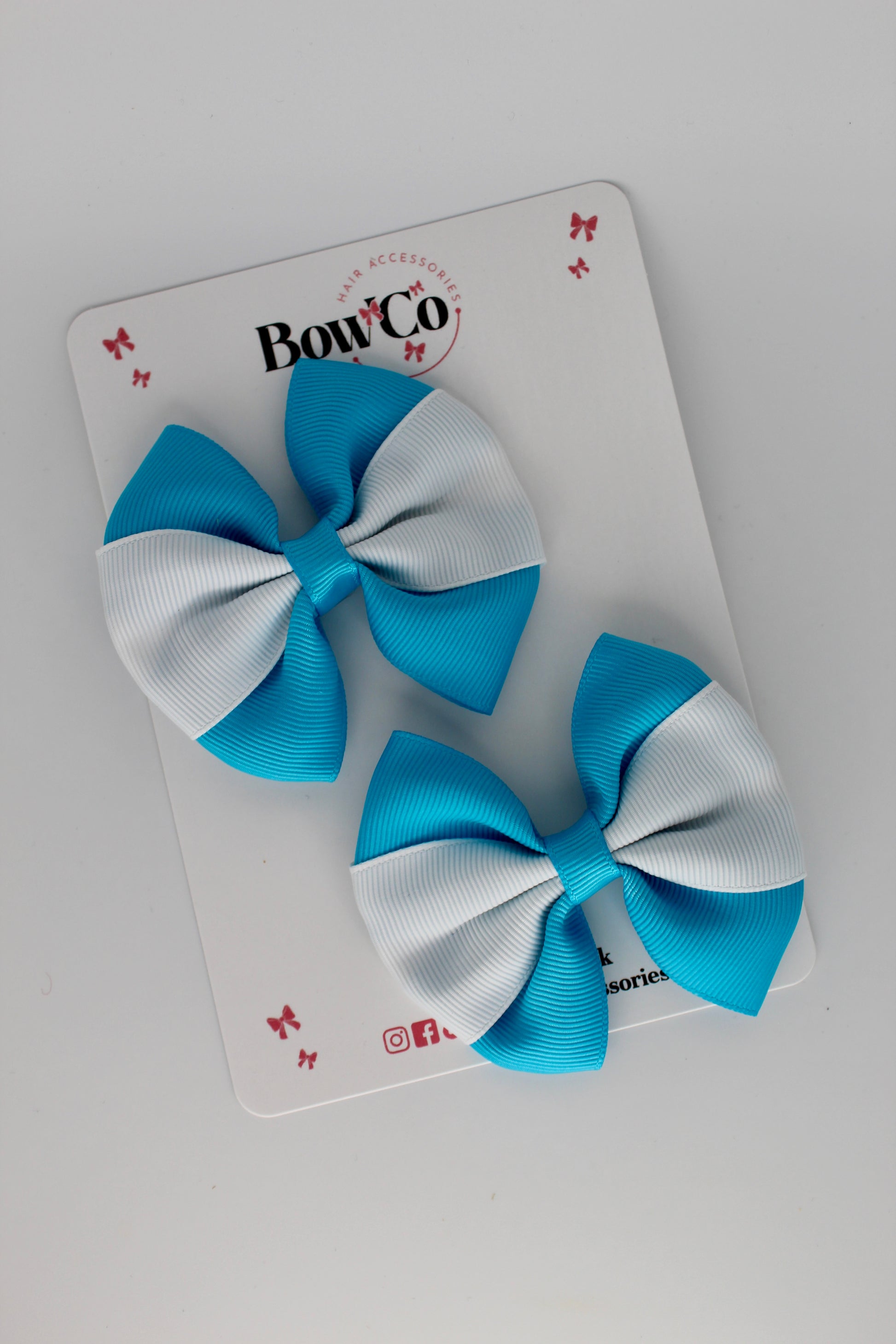 Turquoise and White Round Tuxedo Bow