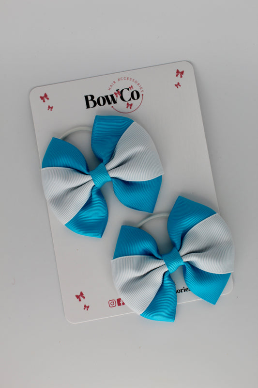 Turquoise and White Round Tuxedo Bow