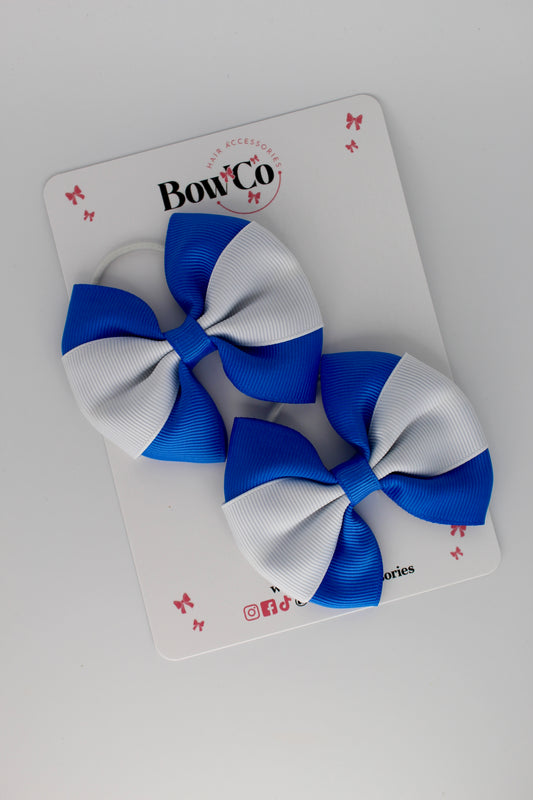 Royal Blue and White Round Tuxedo Bow