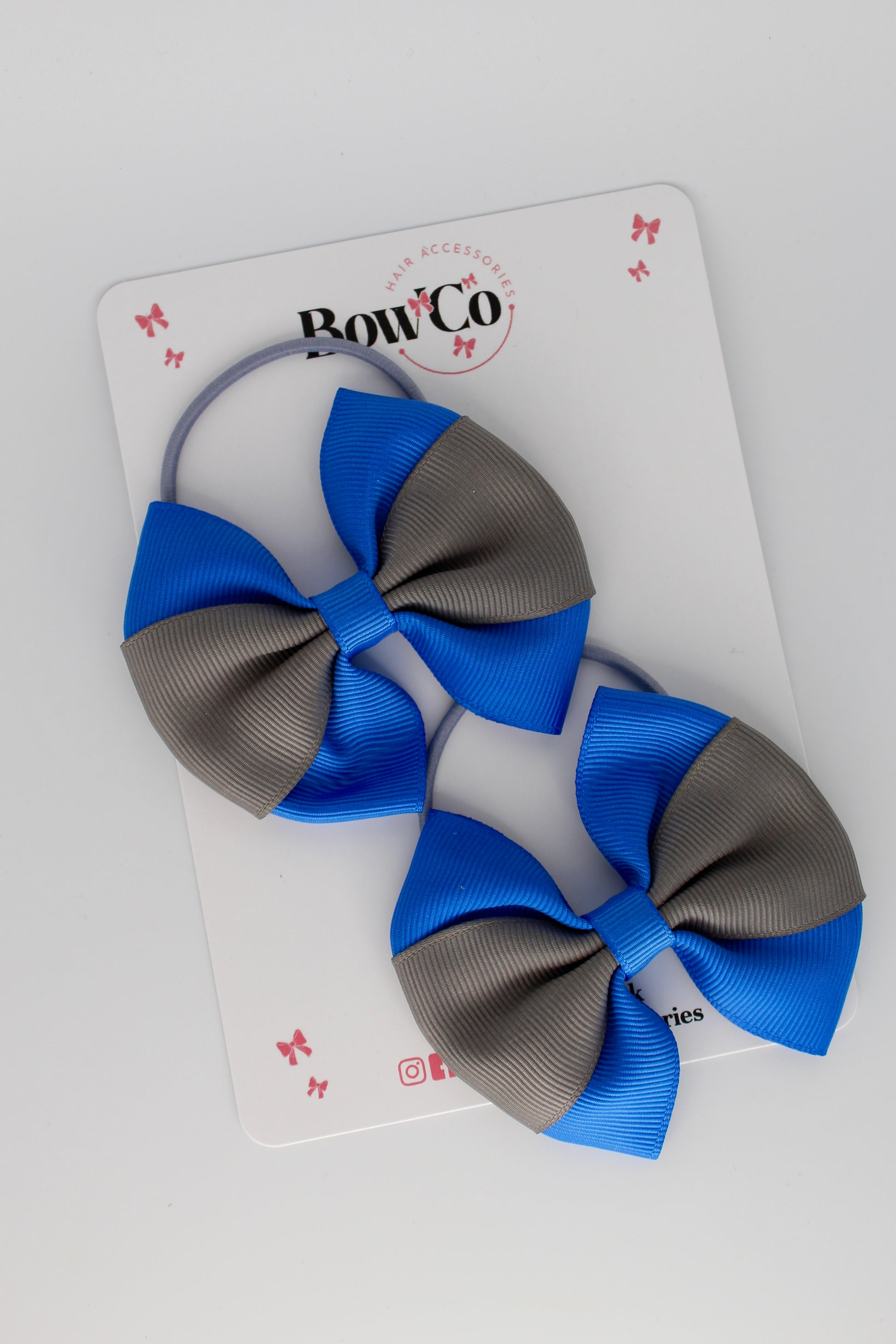 Royal Blue and Metal Grey Round Tuxedo Bow