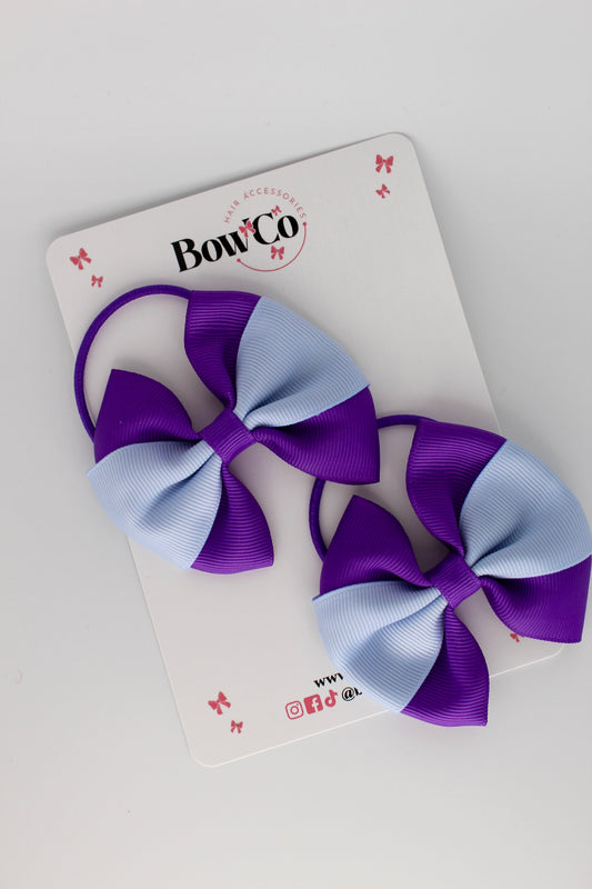 Purple and Bluebell Round Tuxedo Bow