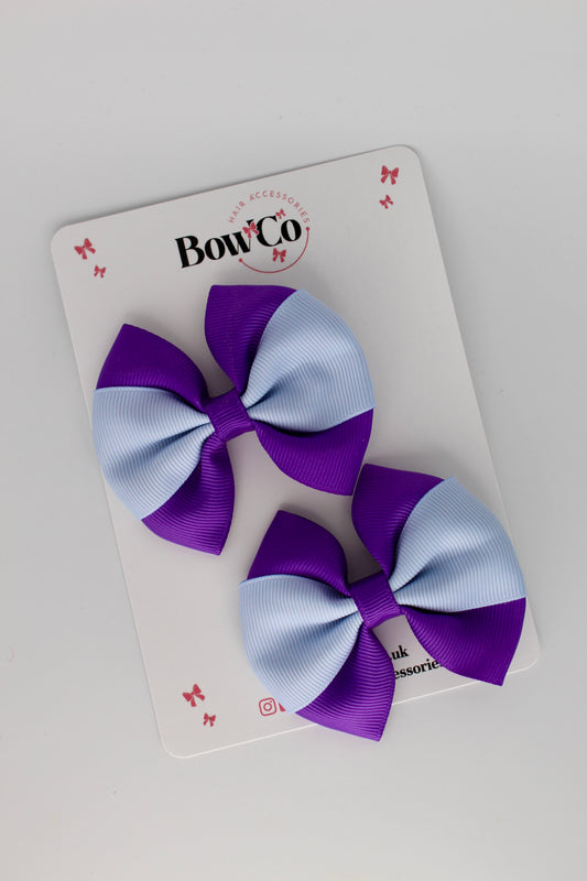 Purple and Bluebell Round Tuxedo Bow