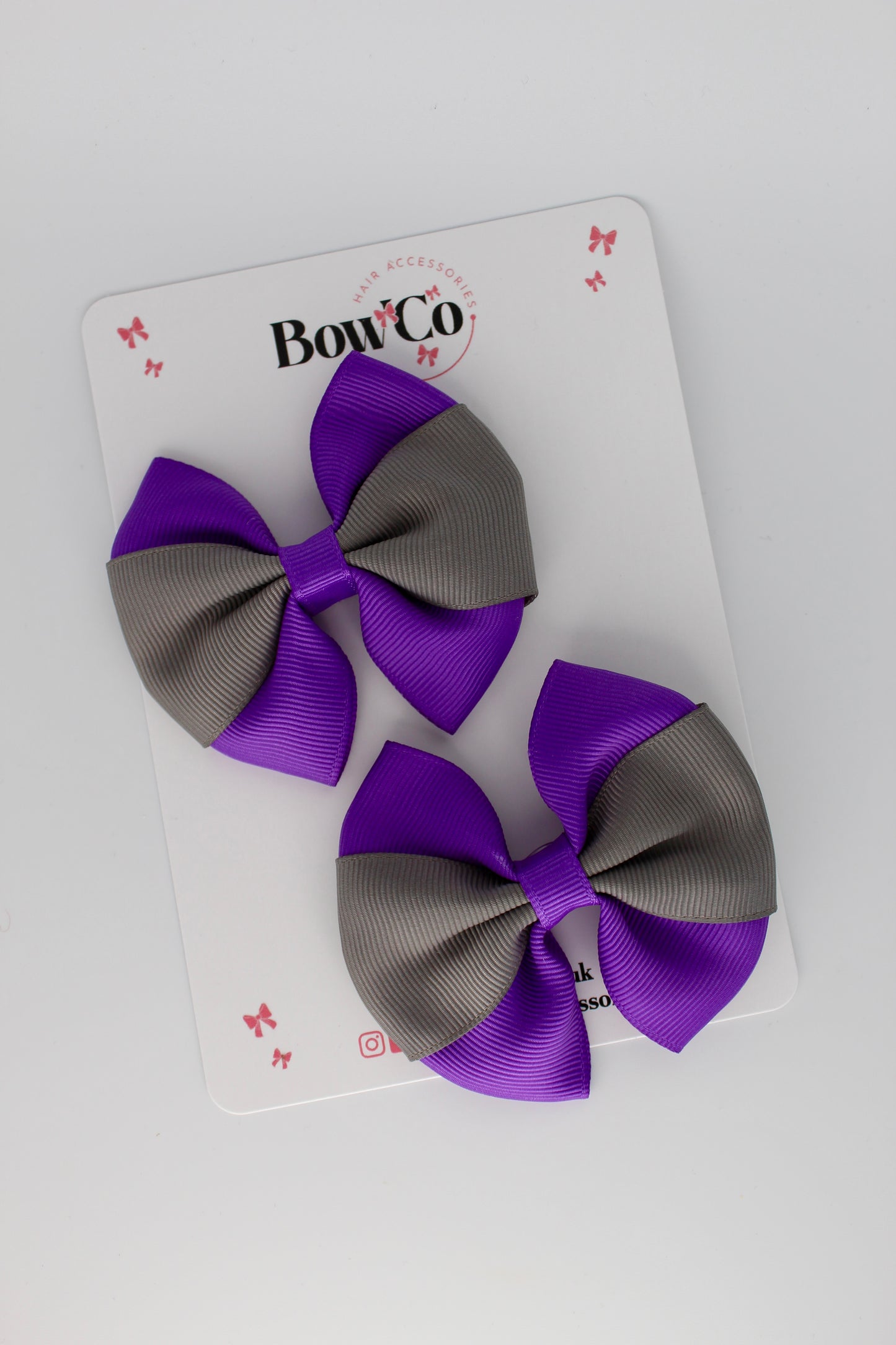 Purple and Metal Grey Round Tuxedo Bow