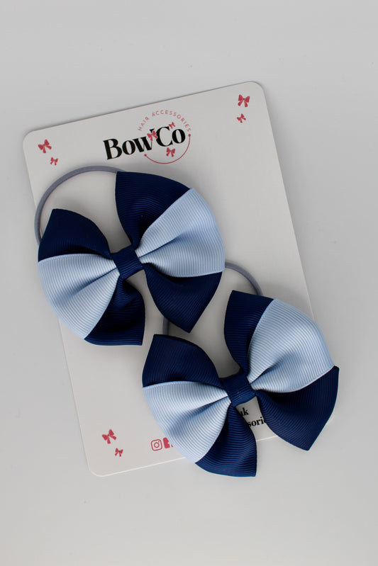Navy and Bluebell Round Tuxedo Bow