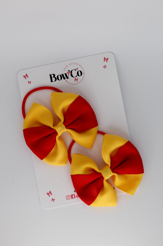 Red and Yellow Gold Round Tuxedo Bow