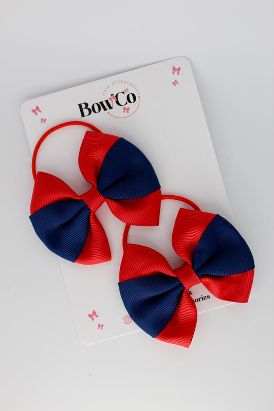 Red and Navy Round Tuxedo Bow