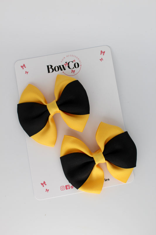 Black and Yellow Gold Round Tuxedo Bow