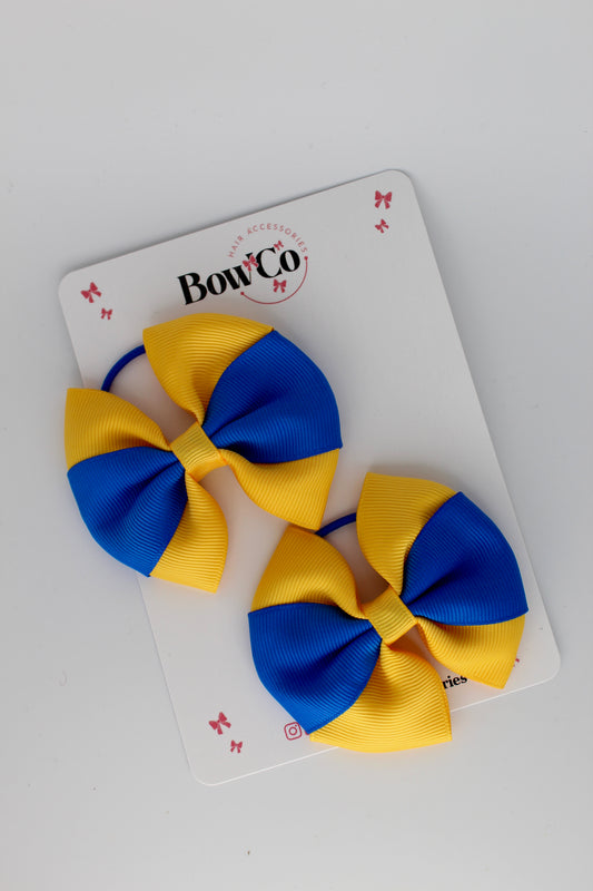 Royal Blue and Yellow Gold Round Tuxedo Bow