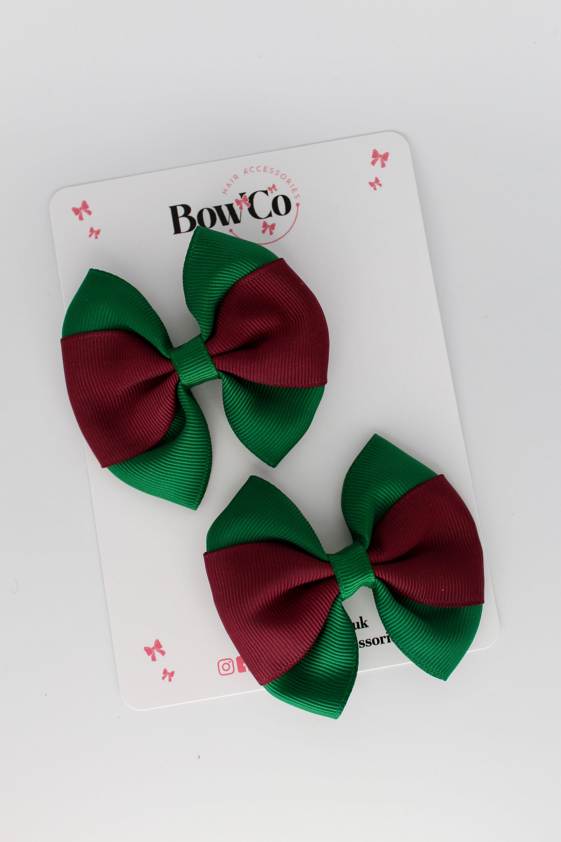 Forest Green and Burgundy Round Tuxedo Bow