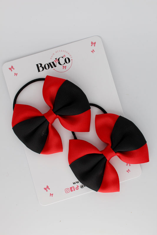 Red and Black Round Tuxedo Bow