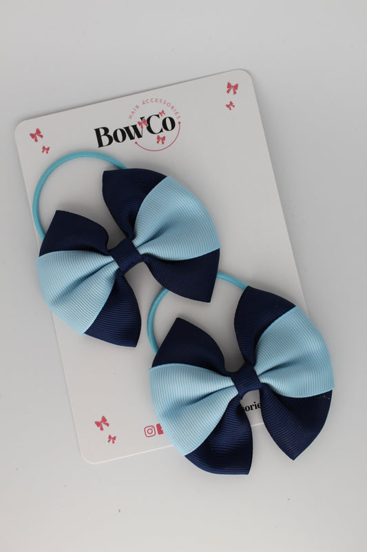 Navy and Blue Topaz Round Tuxedo Bow