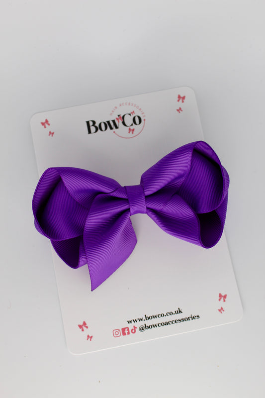 4 Inch Loop Bow - Clip - Purple