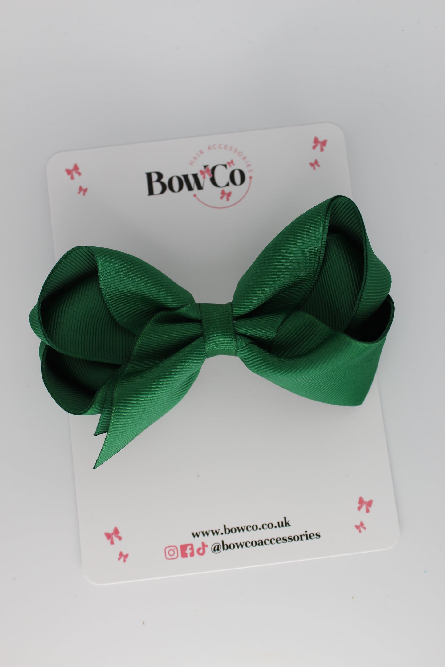 4 Inch Loop Bow - Clip - Forest Green