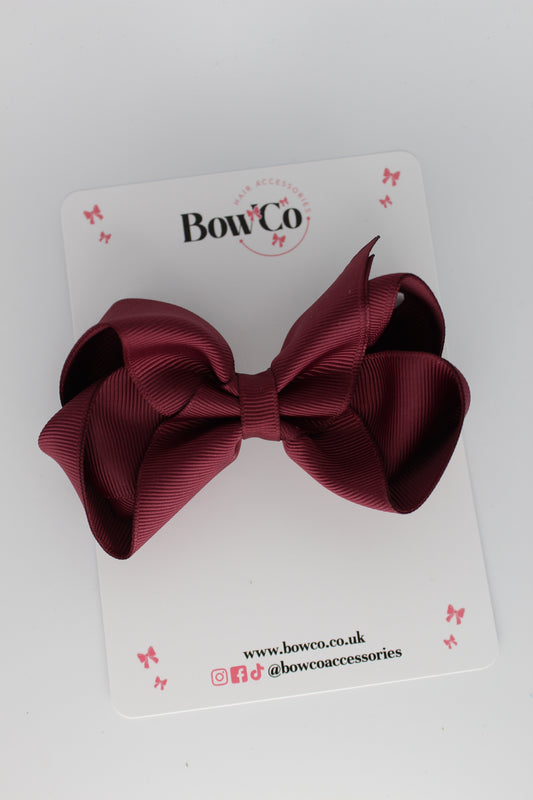 4 Inch Loop Bow - Clip - Burgundy