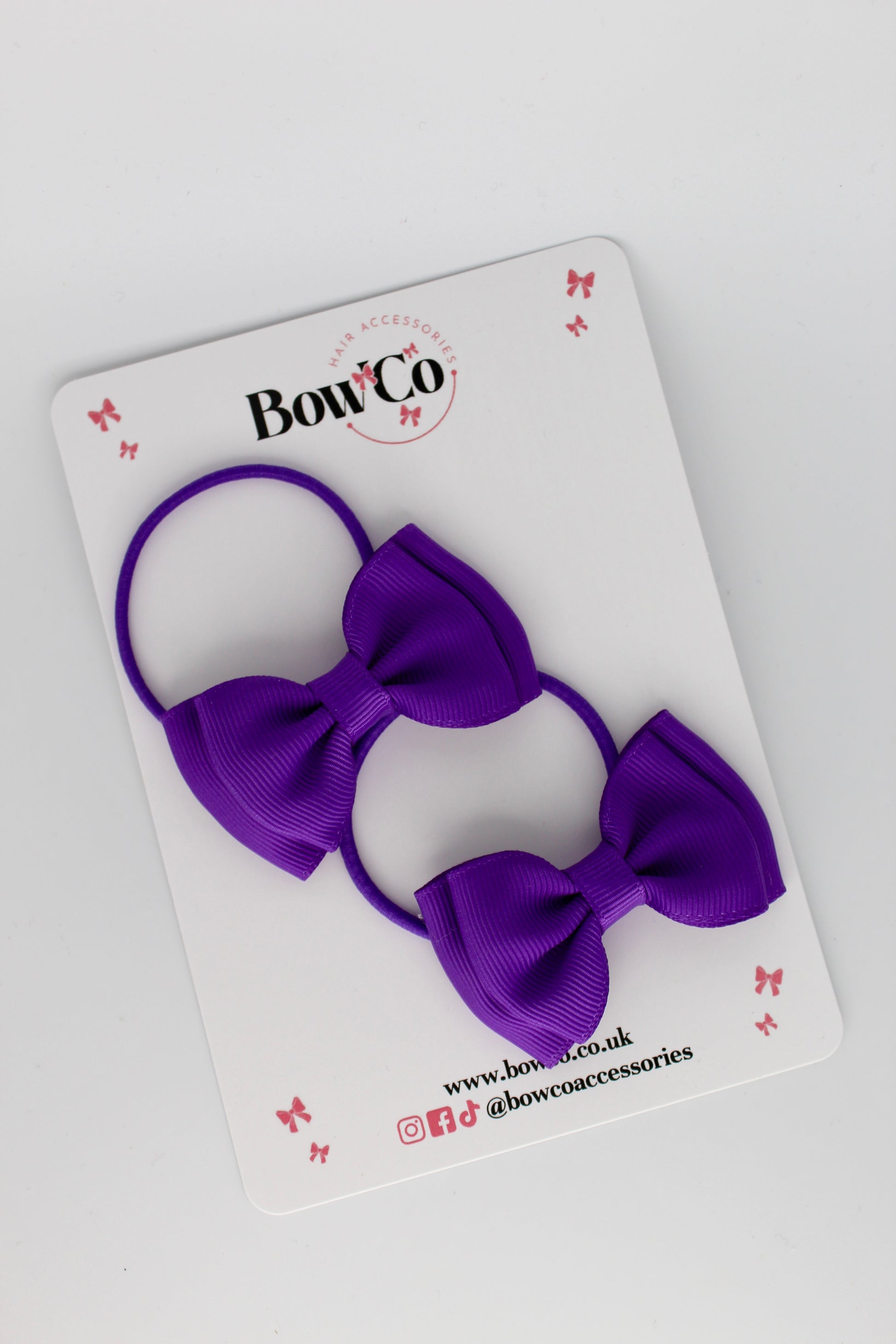 2.5 Inches Double Bow - 2 Pack - Elastic Bobble - Purple