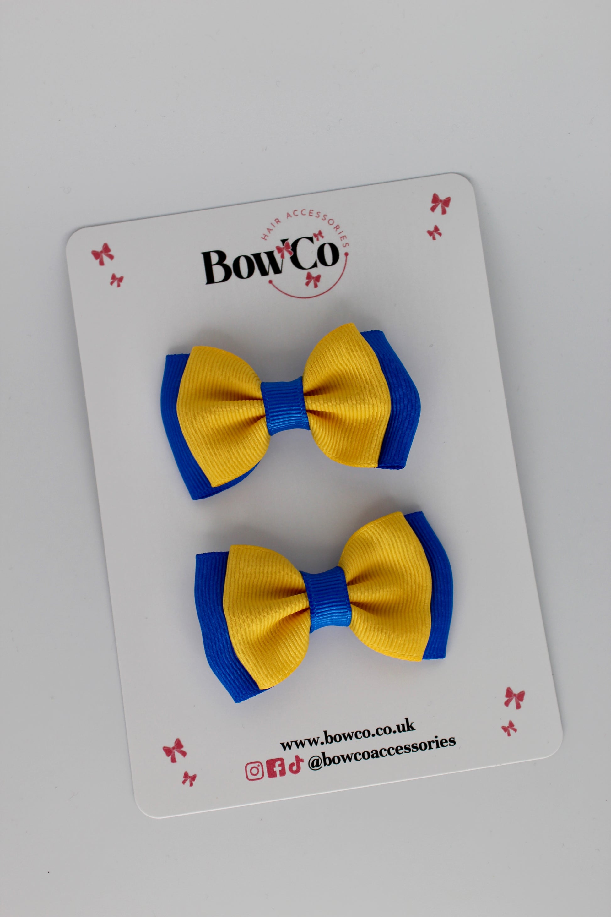 Royal Blue and Yellow Gold - Double Bow Set - Clip