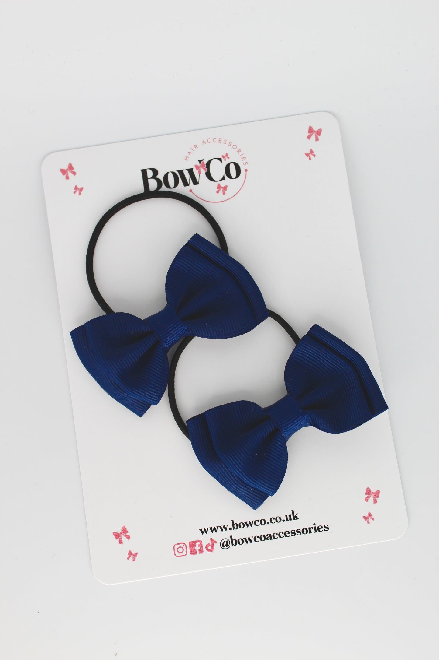 2.5 Inches Double Bow Set - Elastic - Navy Blue