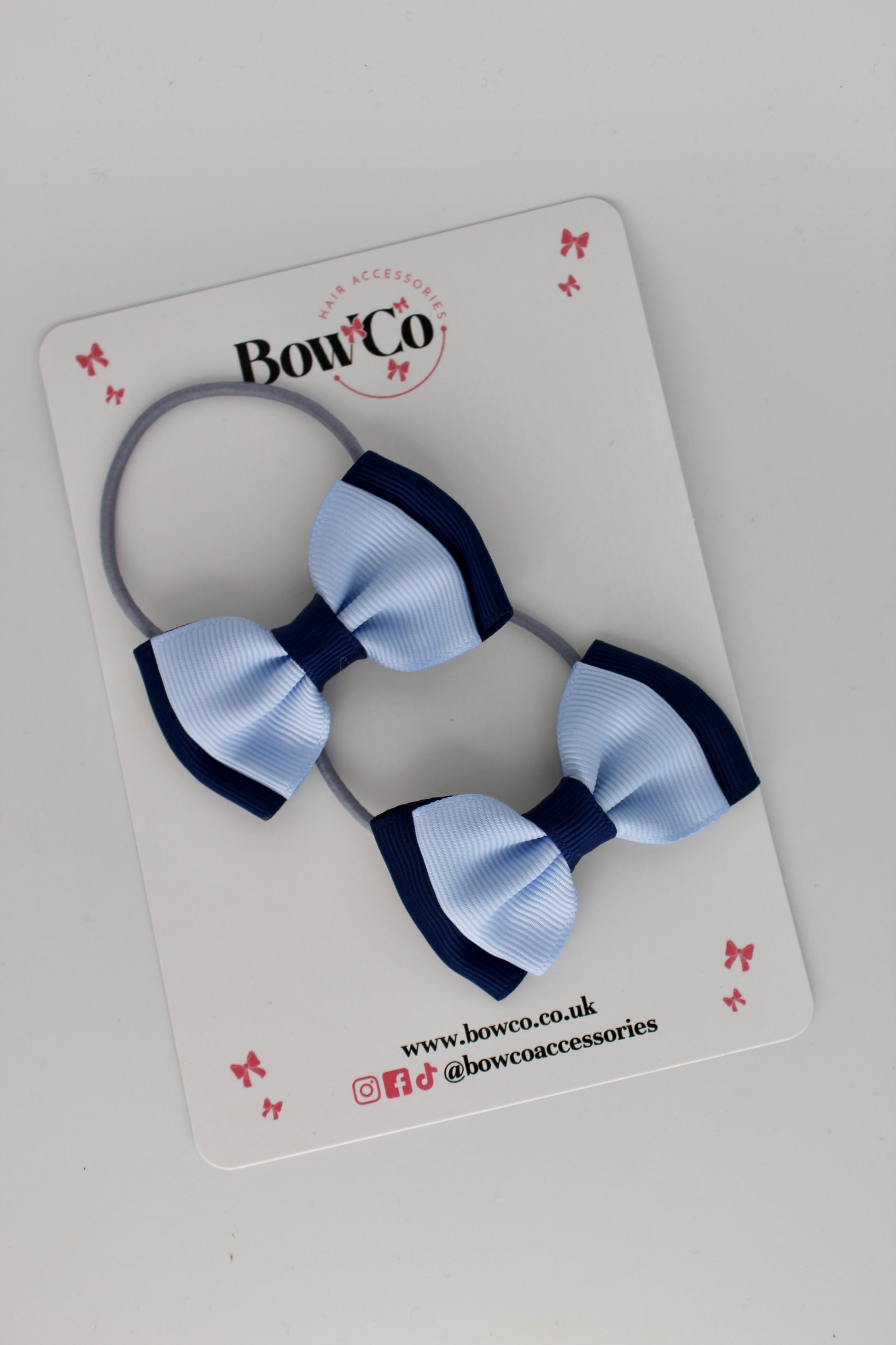 Double Bow Set - Elastic - Navy and Bluebell