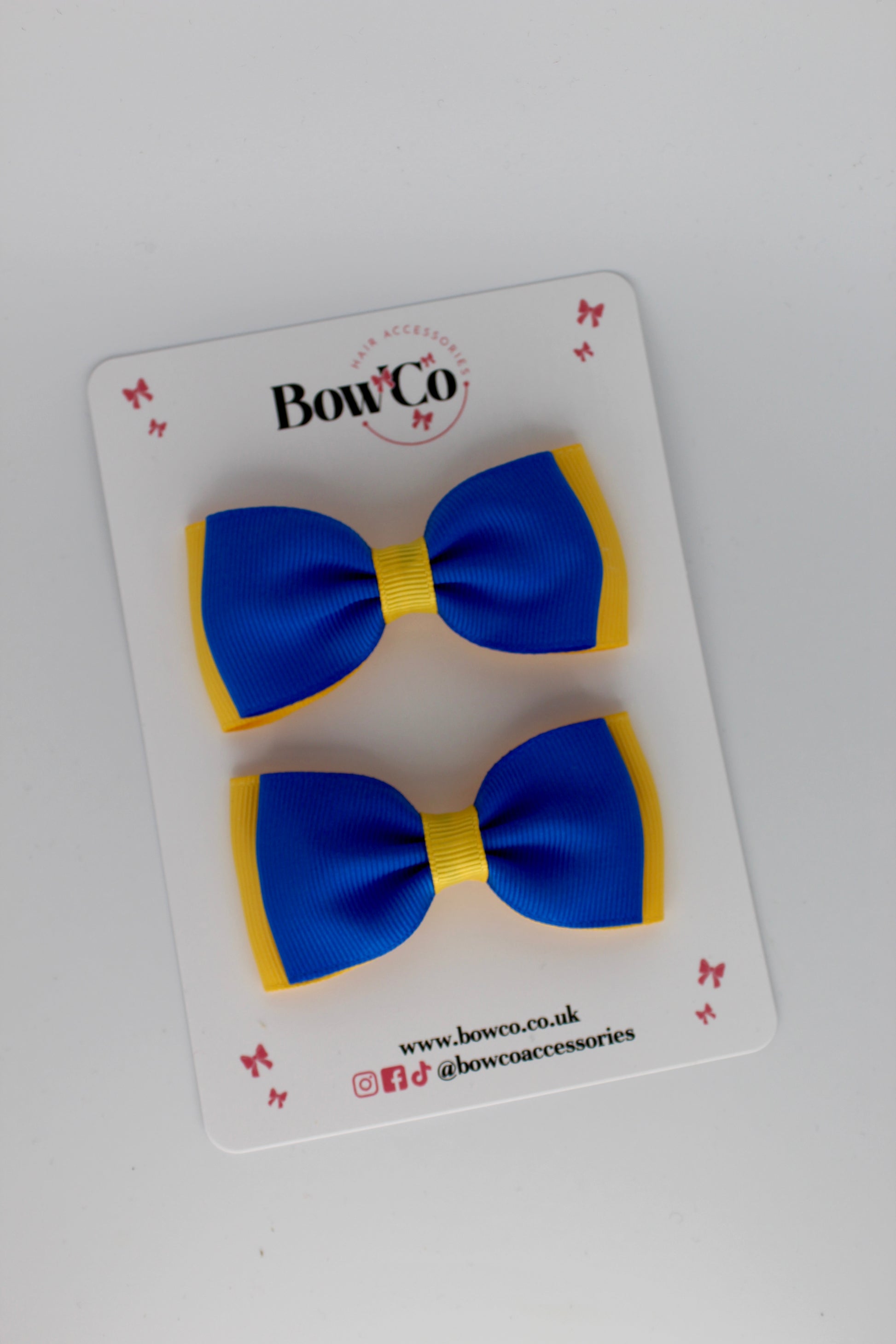 Royal Blue and Yellow Gold - Double Lapel Bow Set - Clip