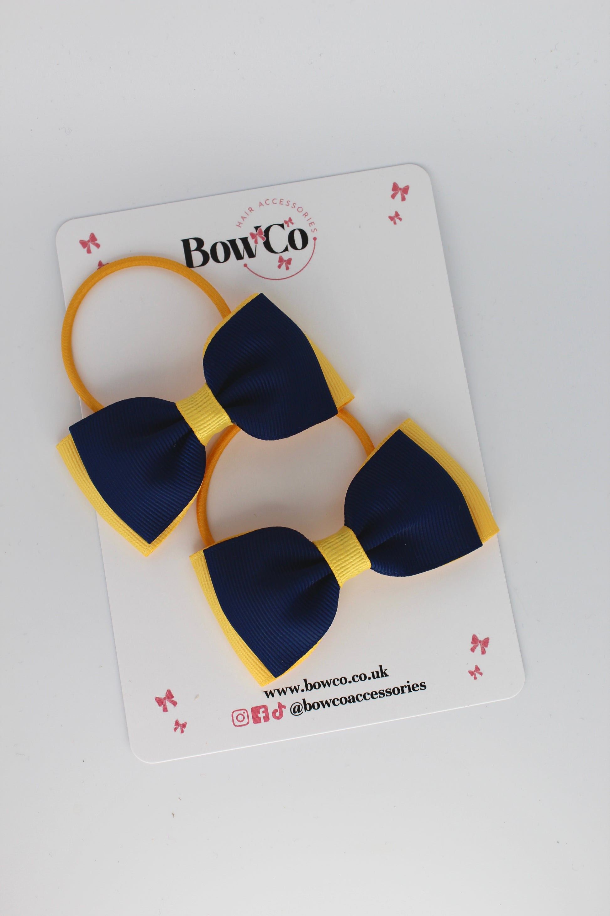 Navy and Yellow Gold - Double Lapel Bow Set - Elastic