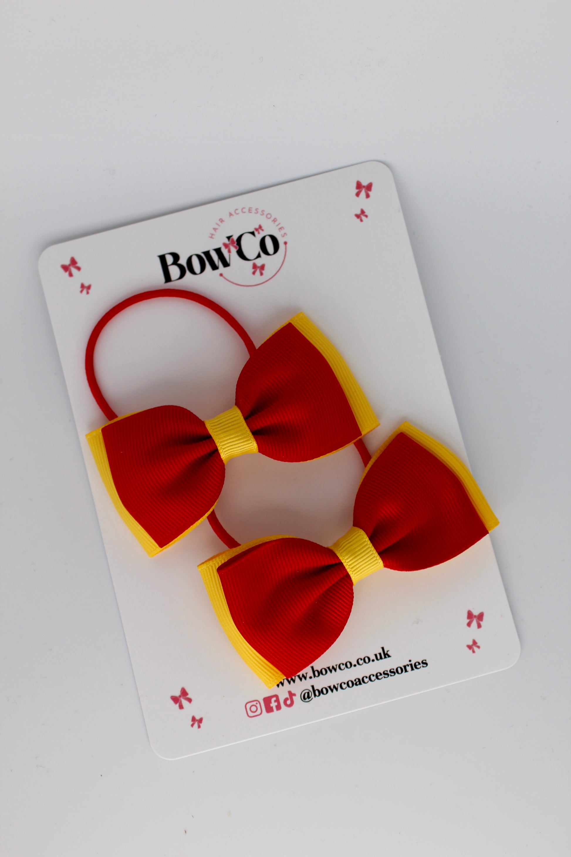 Red and Yellow Gold - Double Lapel Bow Set - Elastic