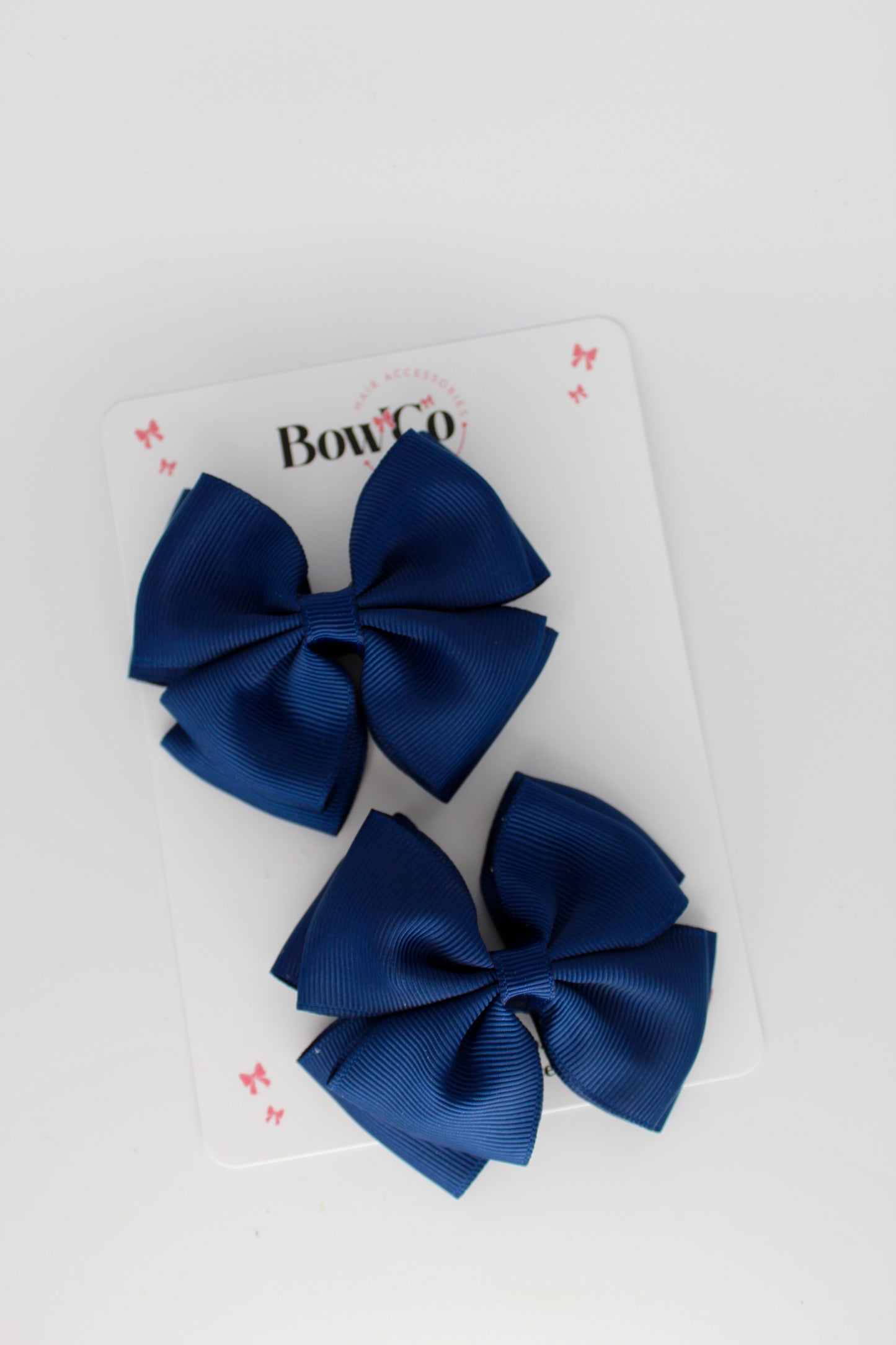 3 Inch Double Layer Bow - Clip - 2 Pack - Navy Blue