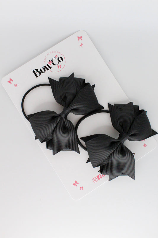 Black - Layer Tail Bow Set - Elastic