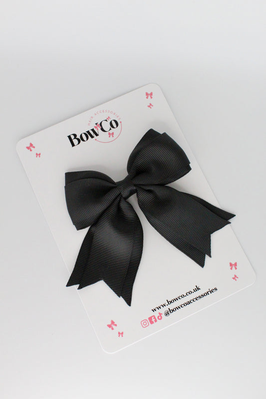 3 Inch Tail Bow Clip - Black