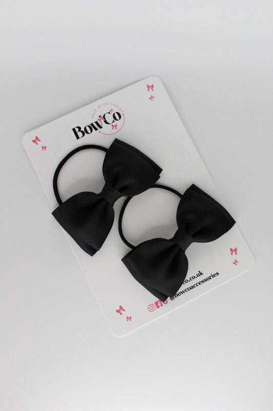 Black - Double Lapel Bow Set - Elastic