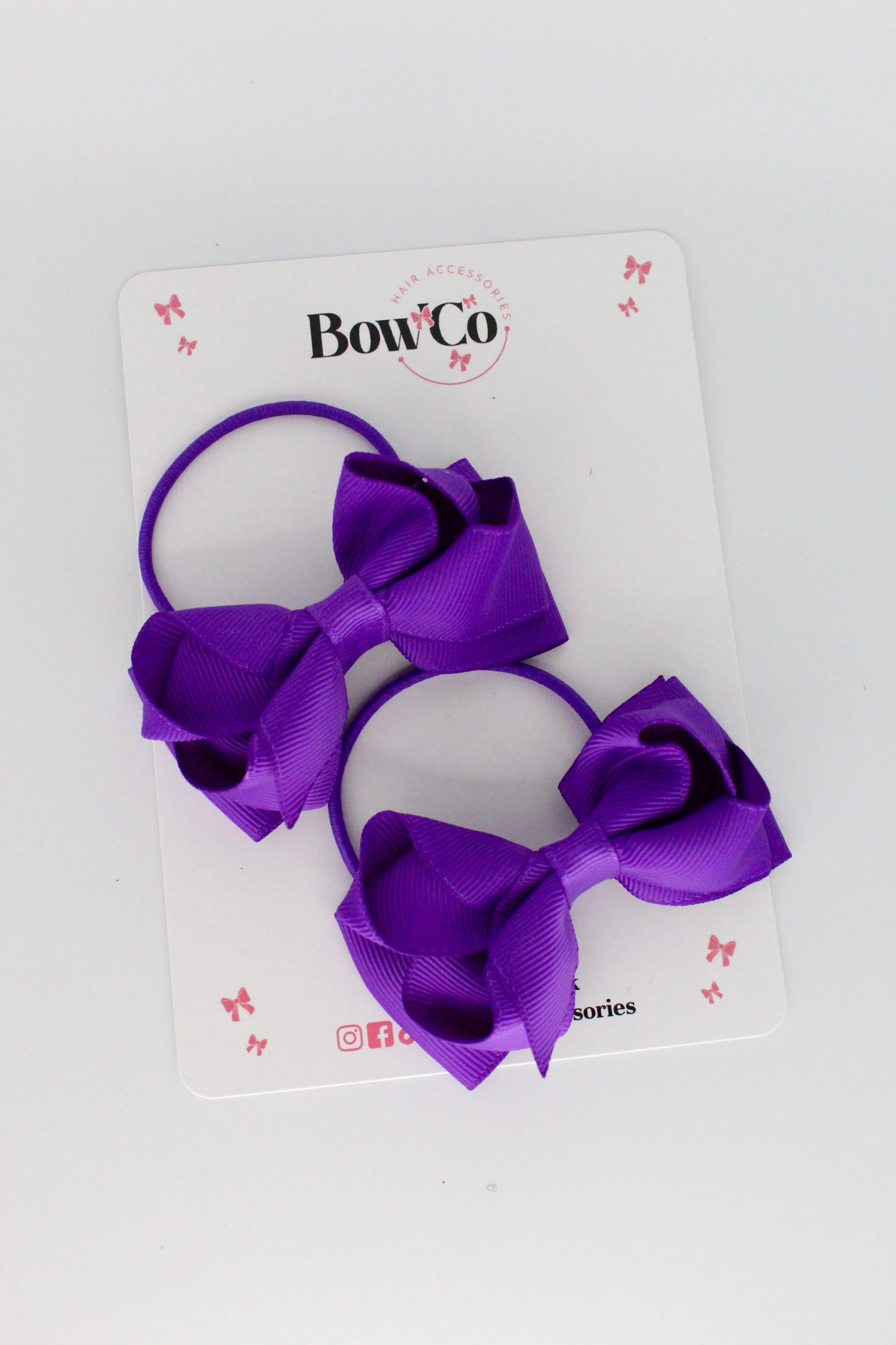 3 Inch Ruffle Bow - Elastic - 2 Pack - Purple