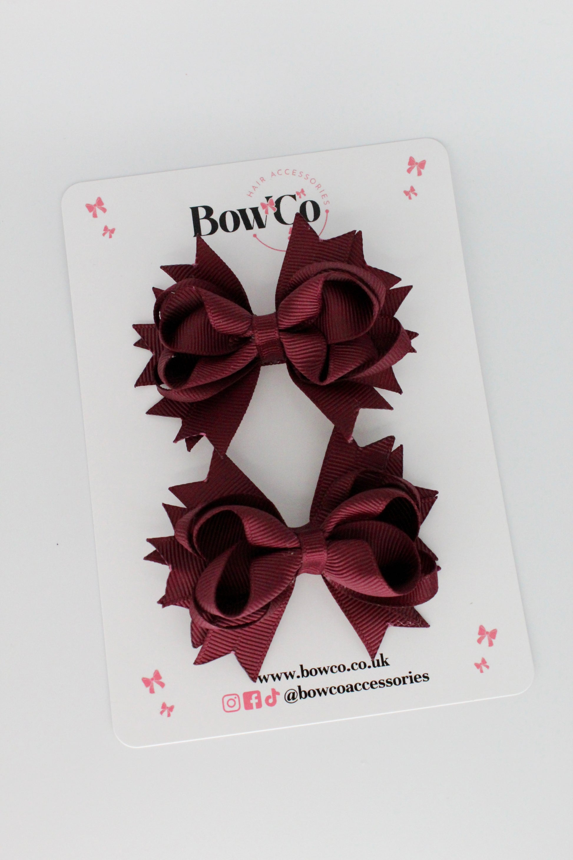 Burgundy Loopy Stacked Bow - 2 Pack