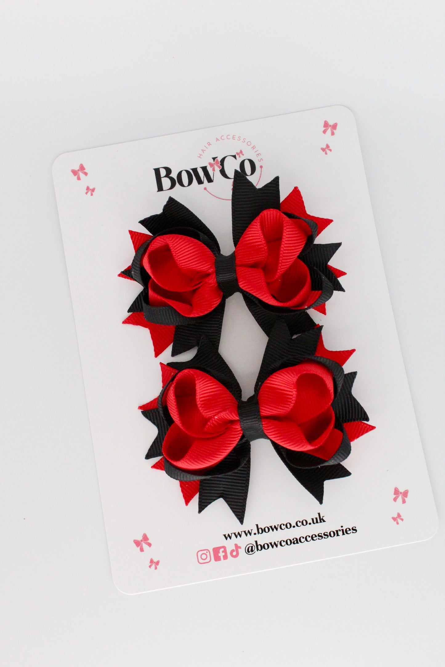 Red and Black Loopy Stacked Bow Set - 2 Pack