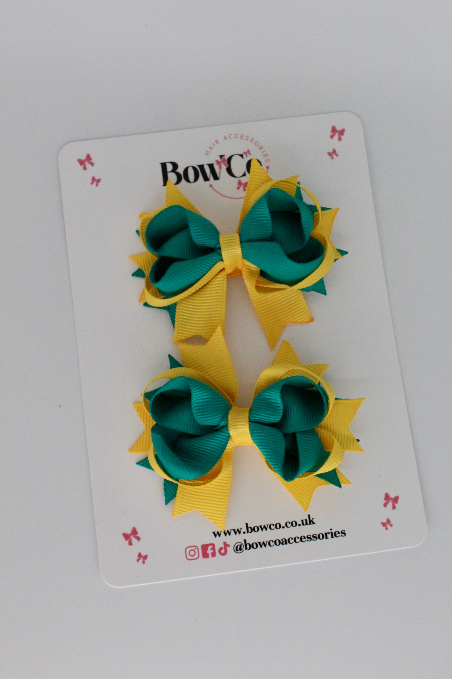 Jade Green and Yellow Gold Loopy Stacked Bow Set - 2 Pack