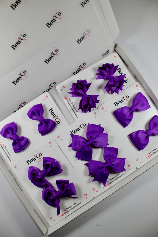 School Bundle 10 Bows - 5 Matching Pairs - Purple