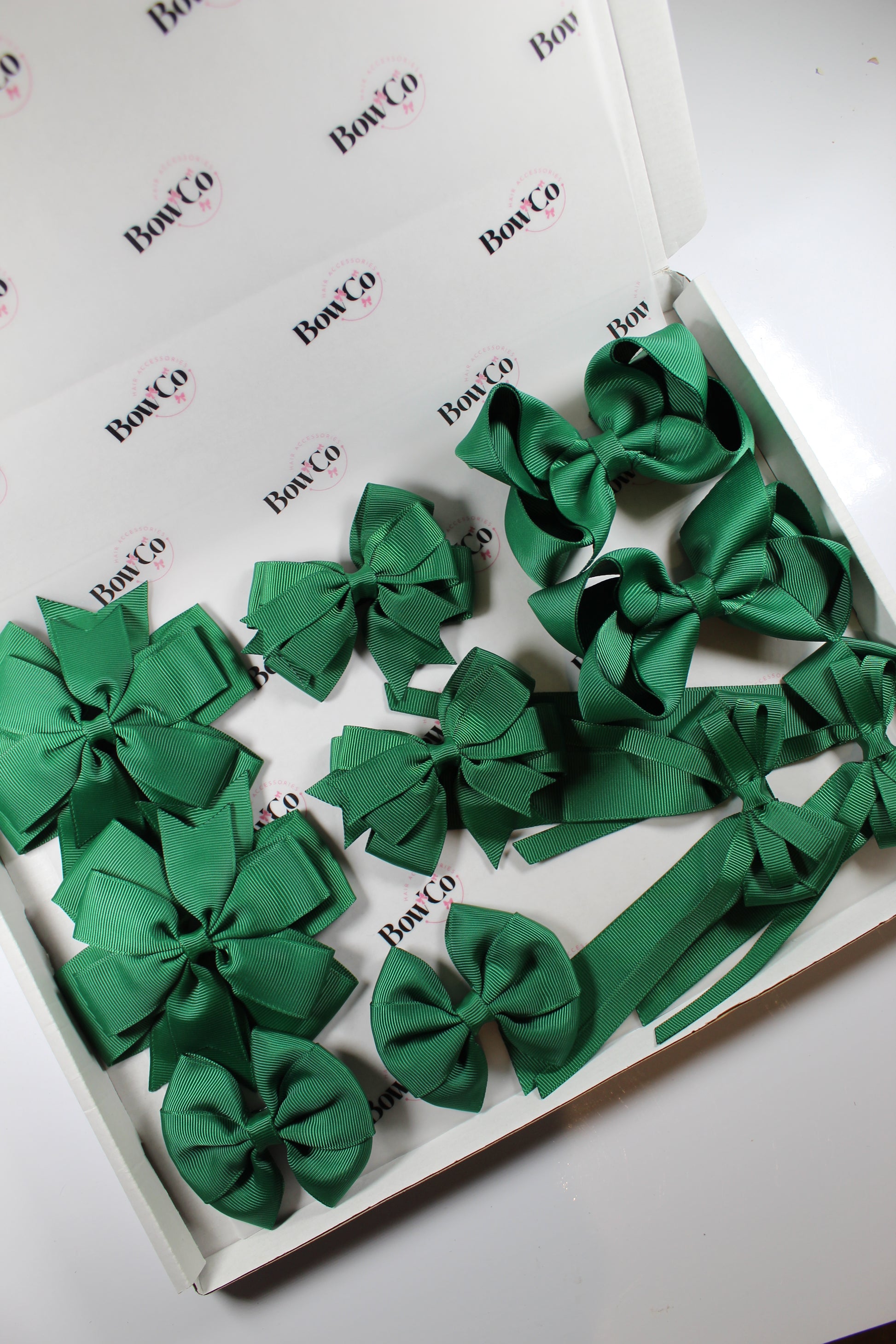 School Bundle 10 Bows - 5 Matching Pairs - Green