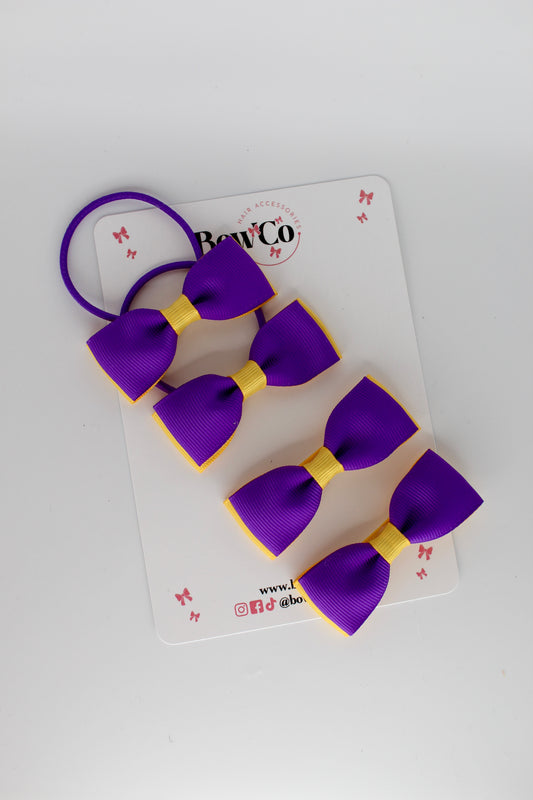Layer Bow - 4 Bow Pack Bundle - Purple and Yellow Gold