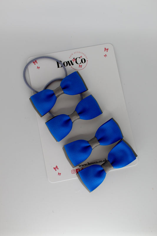 Layer Bow - 4 Bow Pack Bundle - Royal Blue and Metal Grey