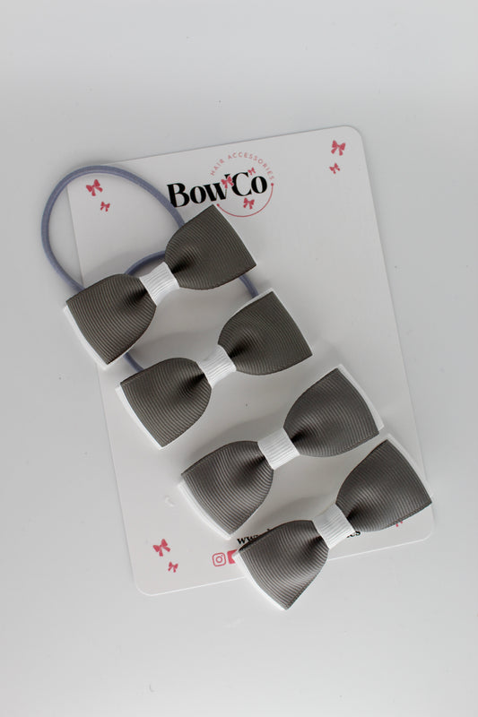 Layer Bow - 4 Bow Pack Bundle - Metal Grey and White
