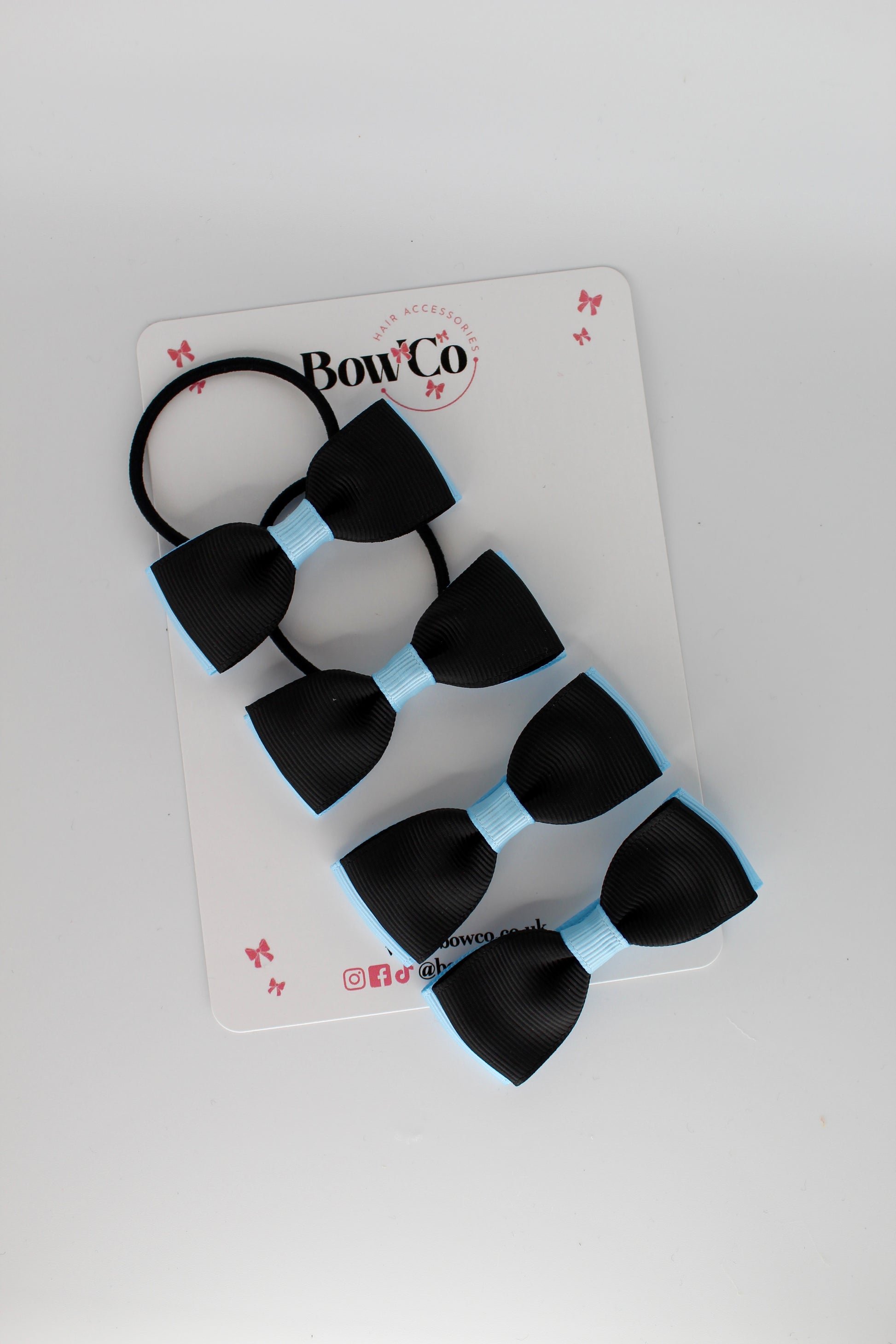 Layer Bow - 4 Bow Pack Bundle - Black and Blue Topaz