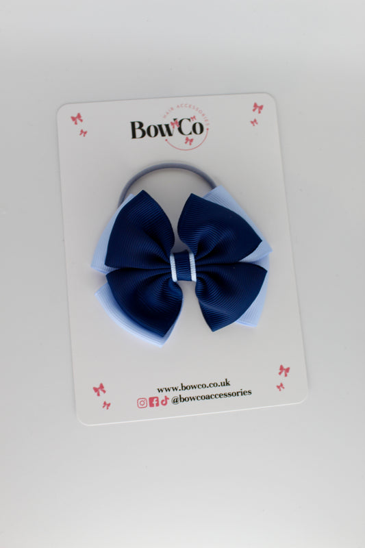 3 Inch Layer Edge Bow - Elastic - Navy and Bluebell