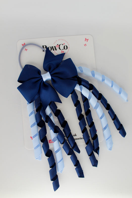 3 Inch Pinwheel Corker Bow - Elastic - Navy and Bluebell