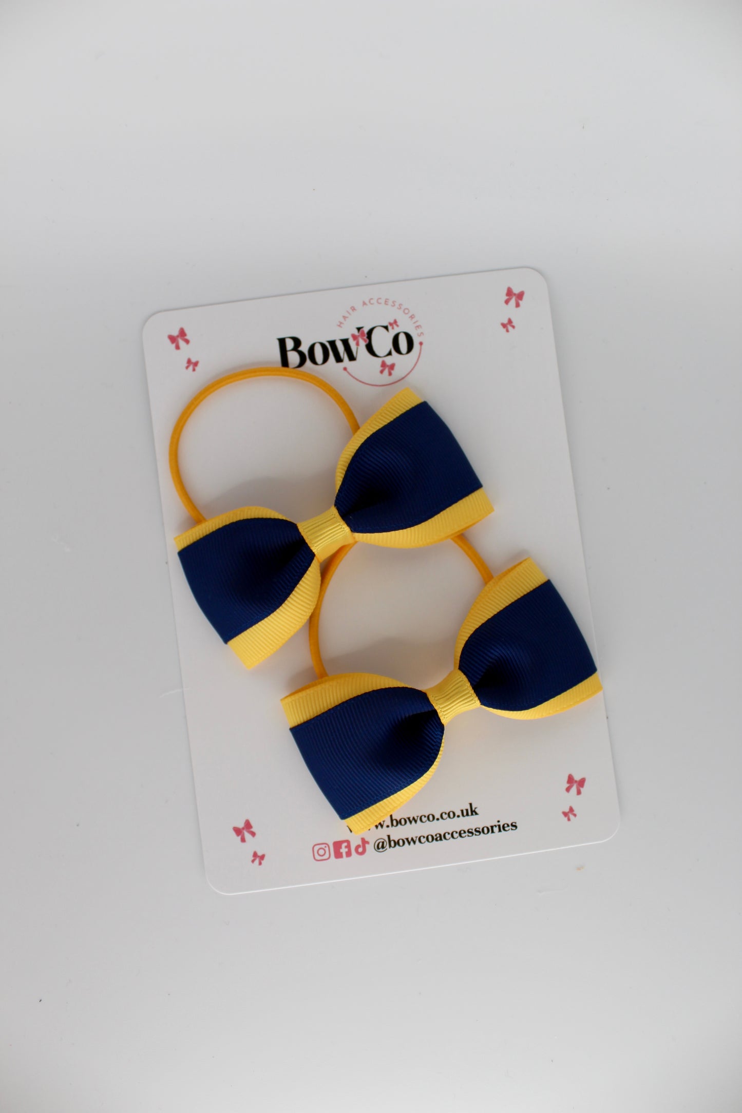 Navy and Yellow Gold - Tuxedo Bow Set - Elastic